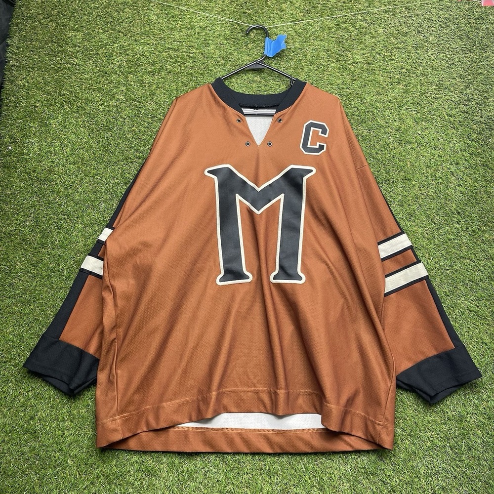 Mystery Alaska Hockey Jersey Mens 3XL XXXL Madbros John Biebe #10 Orange NFL